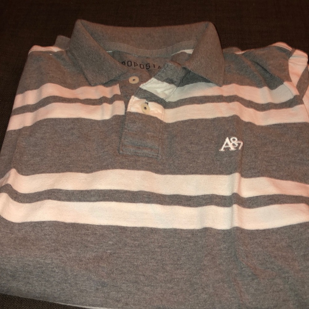 Aeropostale gray and white striped shirt
